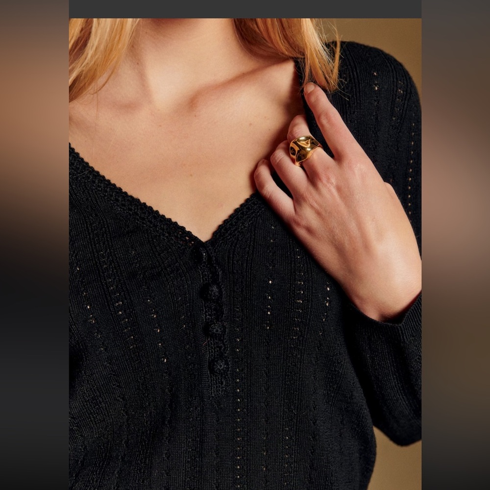 like new Sezane tess jumper black pointelle sz M